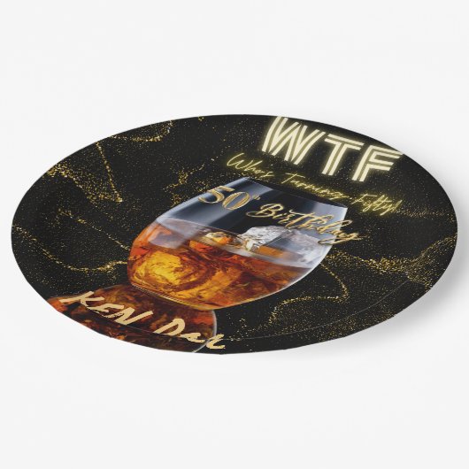 WTF Vijftig Mannen Papieren Bordje (Gekanteld)