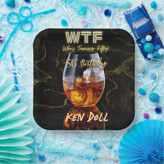 WTF Vijftig Mannen Papieren Bordje (Feest)