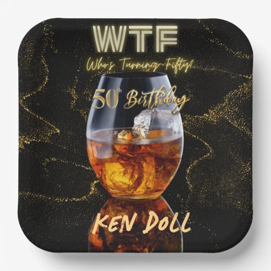 WTF Vijftig Mannen Papieren Bordje (Voorkant)