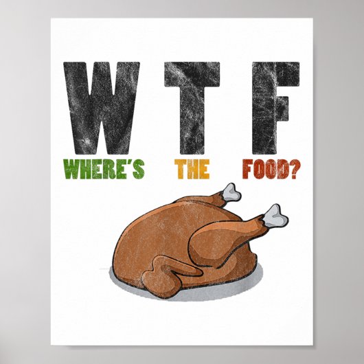 WTF waar het eten- Grappige grap Thanksgiving Poster (Voorkant)