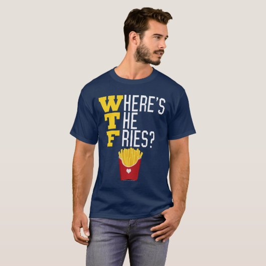 WTF Waar is de Franse Fries Funny Fast Food T-shirt (Voorkant volledig)
