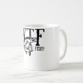 WTF Waar is de vis Gift Funny Vist Citaat vis Koffiemok (Voorkant rechts)