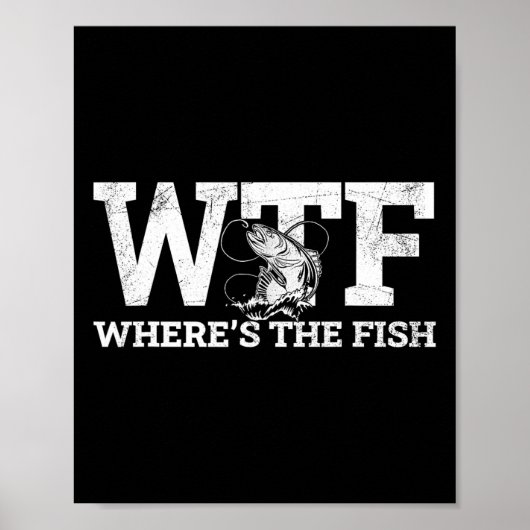 WTF - Waar is de vis grappig Gevist geschenk Poster (Voorkant)