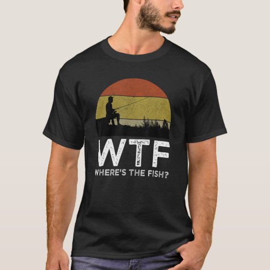 WTF Waar is de vis grappig Vissen 1 T-shirt (Voorkant)