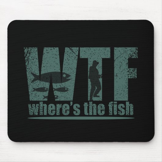 WTF waar is de vis grappig vissen Muismat (Voorkant)