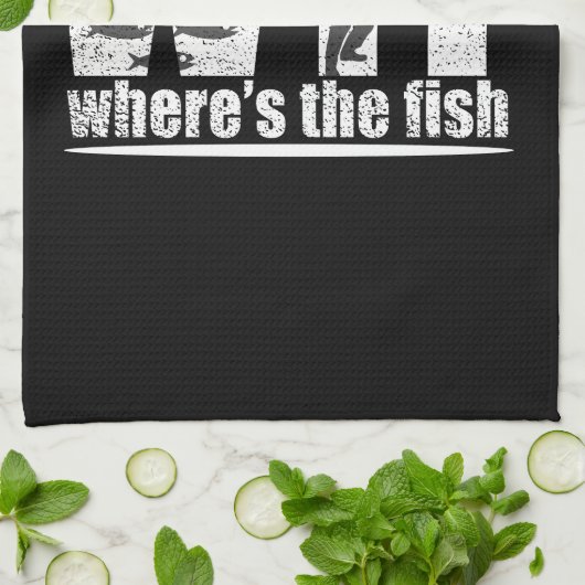 WTF waar is de vis grappig vissen Theedoek (Gevouwen)