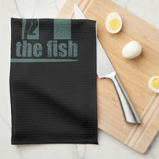 WTF waar is de vis grappig vissen Theedoek (Quarter Fold)