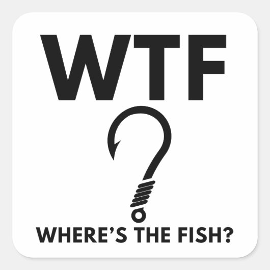 WTF Waar Is De Vis Grappige Vissen Vierkante Sticker (Voorkant)