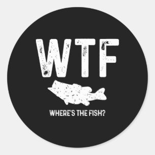 WTF Waar is de vis Largemouth B Funny Vissen Gi Ronde Sticker