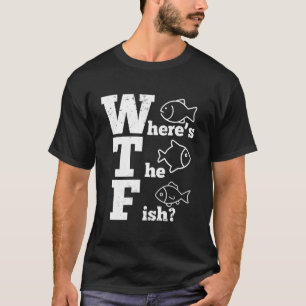 WTF Waar is de vis Mannen Grappig Gevist Cool Fish T-shirt