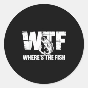 Wtf Waar Is De Vis Mannen Grappige Visserij Cadeau Ronde Sticker