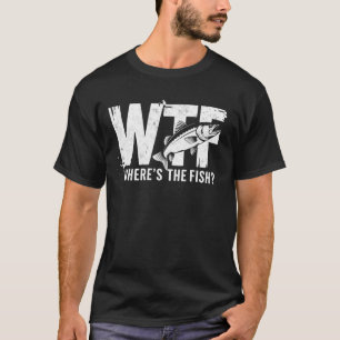 WTF Waar is de Vis Vissen Grappige Visser & Hengel T-shirt