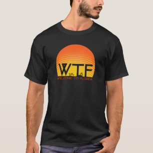 WTF Welkom in Florida Retro Sunset Palm T-shirt