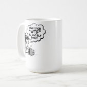 WTF Whisper Coffee Mok – Grappige Retro Cartoon (Voorkant links)