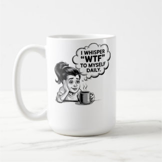 WTF Whisper Coffee Mok – Grappige Retro Cartoon