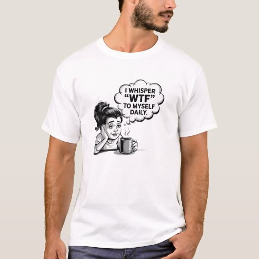 WTF Whisper - Grappig Retro Cartoon Ontwerp voor A T-shirt (Voorkant)