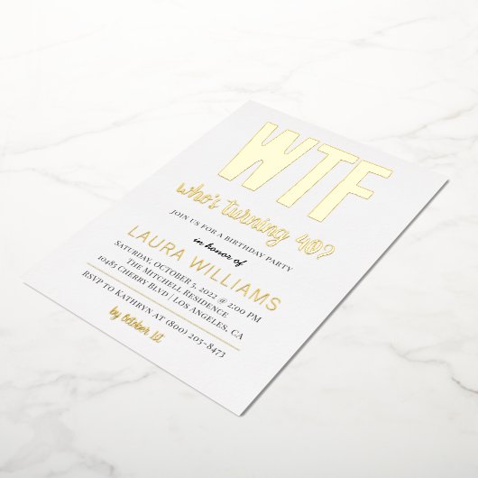 WTF Wie draait er 40? Birthday Uitnodiging (Gedraaid)