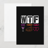 WTF Wine Turkey Family Happy Thanksgiving Day Funn Kaart (Voorkant / Achterkant)