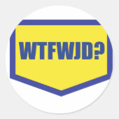 WTFWJD RONDE STICKER (Voorkant)