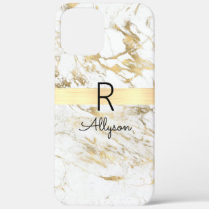 Wu & Gold Marble Gold Bar, DIY Black Name Monogram Case-Mate iPhone Case