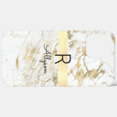 Wu & Gold Marble Gold Bar, DIY Black Name Monogram Case-Mate iPhone Case (Achterkant / Rechts)