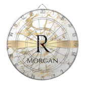 Wu & Gold Marble Gold Bar, DIY Black Name Monogram Dartbord (Voorkant)
