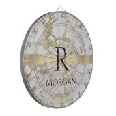 Wu & Gold Marble Gold Bar, DIY Black Name Monogram Dartbord (Voorkant Links)