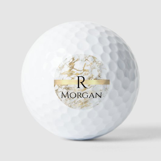 Wu & Gold Marble Gold Bar, DIY Black Name Monogram Golfballen (Voorkant)