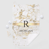 Wu & Gold Marble Gold Bar, DIY Black Name Monogram Golfhanddoek (Insitu)