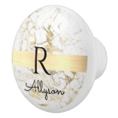 Wu & Gold Marble Gold Bar, DIY Black Name Monogram Keramische Knop (Rechts)