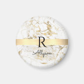 Wu & Gold Marble Gold Bar, DIY Black Name Monogram Magneet (Voorkant)