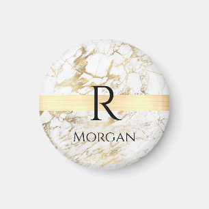 Wu & Gold Marble Gold Bar, DIY Black Name Monogram Magneet