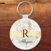 Wu & Gold Marble Gold Bar, DIY Black Name Monogram Sleutelhanger (Achterkant)