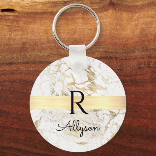 Wu & Gold Marble Gold Bar, DIY Black Name Monogram Sleutelhanger (Achterkant)