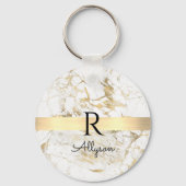 Wu & Gold Marble Gold Bar, DIY Black Name Monogram Sleutelhanger (Voorkant)