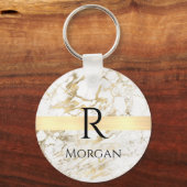 Wu & Gold Marble Gold Bar, DIY Black Name Monogram Sleutelhanger (Voorkant)