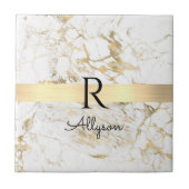 Wu & Gold Marble Gold Bar, DIY Black Name Monogram Tegeltje (Voorkant)