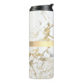 Wu & Gold Marble Gold Bar, DIY Black Name Monogram Thermosbeker (Gedraaid links)