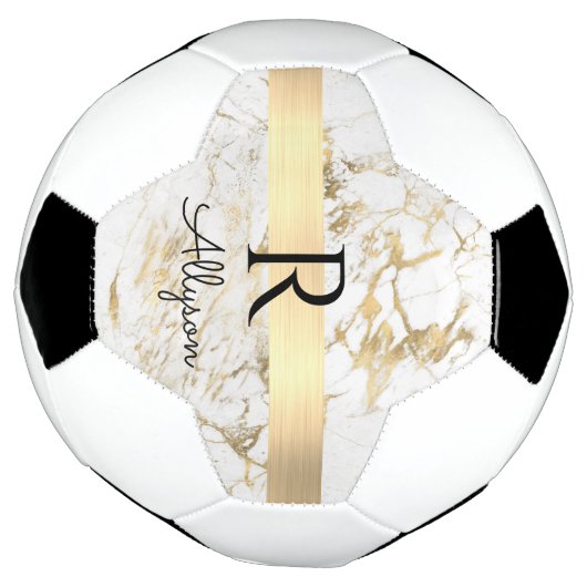 Wu & Gold Marble Gold Bar, DIY Black Name Monogram Voetbal (Gedraaid)