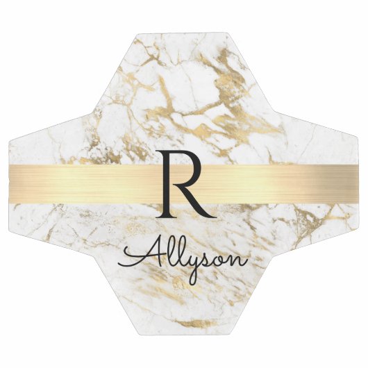 Wu & Gold Marble Gold Bar, DIY Black Name Monogram Voetbal (Enkel)