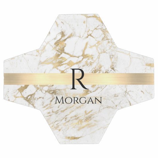 Wu & Gold Marble Gold Bar, DIY Black Name Monogram Voetbal (Enkel)