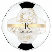 Wu & Gold Marble Gold Bar, DIY Black Name Monogram Voetbal (Voorkant)