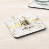 Wu & Gold Marble Gold Box, DIY Black Name Monogram Bier Onderzetter (Linkerzijde)