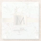 Wu & Gold Marble Gold Box, DIY Black Name Monogram Glazen Onderzetter (Achterkant)
