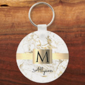 Wu & Gold Marble Gold Box, DIY Black Name Monogram Sleutelhanger (Voorkant)