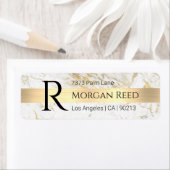 Wu/goudmarmer, goudstak blk Naam Monogram adres Etiket (Insitu)