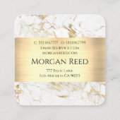 Wu/goudmarmer met goudstaaf, zwart, monogram Info Vierkante Visitekaartje (Achterkant)