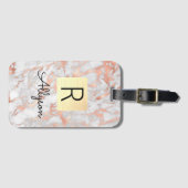 Wu & Roos Gold Marble Gold Box, naam en monogram Bagagelabel (Voorkant (horizontaal))