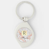 Wu & Roos Gold Marble Gold Box, naam en monogram Sleutelhanger (Voorkant)