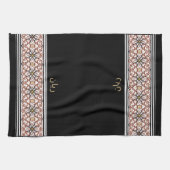 Wudu Black Arab Pattern Your Own Text Wudhu Towel Theedoek (Horizontaal)